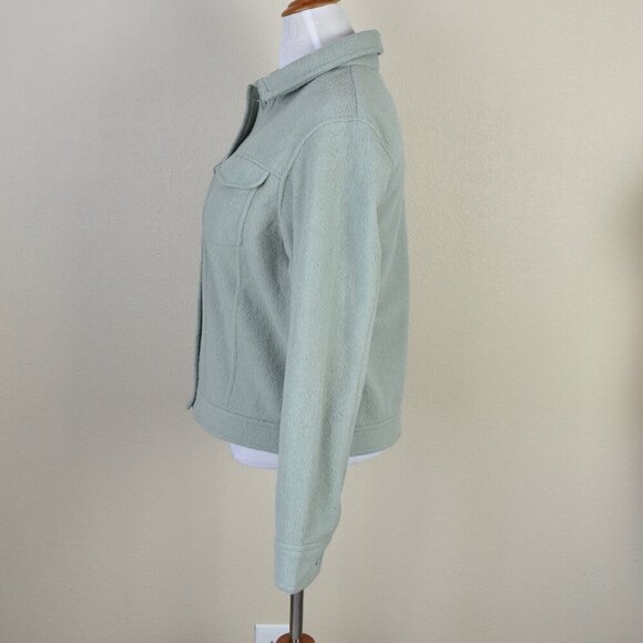 Joie Sage Green Fleece Fuzzy Shacket Button Front Jacket - L - Picture 10 of 12